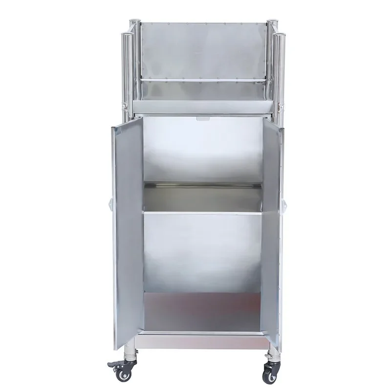 #Compartment model movable stainless steel storage rack with cabinet doors, stainless steel stove rack, floor-standing with door
