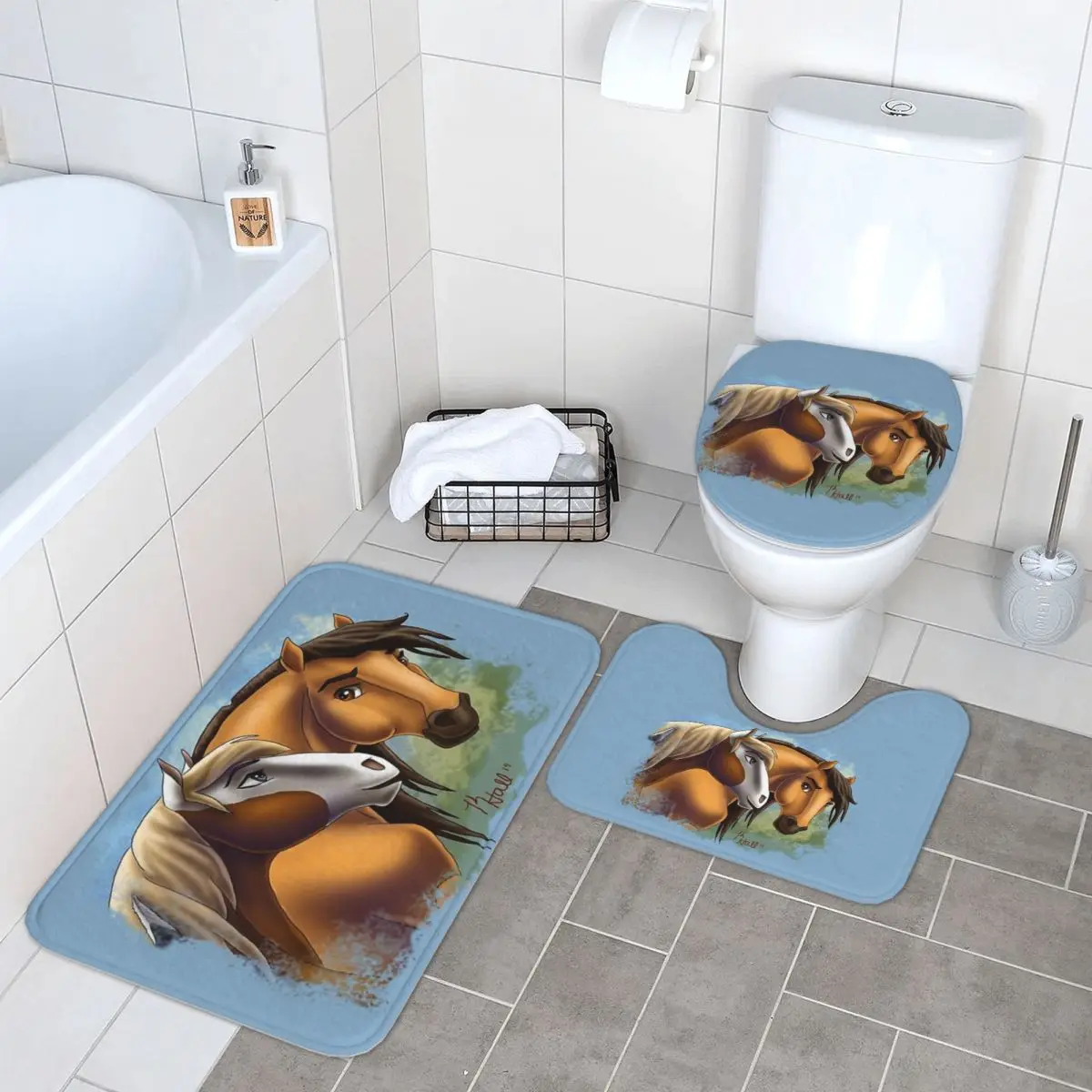 

Дух и дождь - Love Found Us 3-х шт. Коврик для ванной комнаты Набор для ванной комнаты Крышка унитаза Домашний декор Нескользящий ковер Напольный коврик