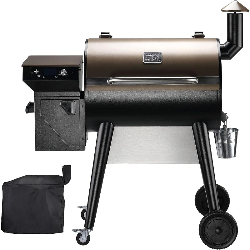 

Upgrade Wood Pellet Grill & Smoker for Outdoor Cooking, BBQ Grill Meat Probes, Rain Cover