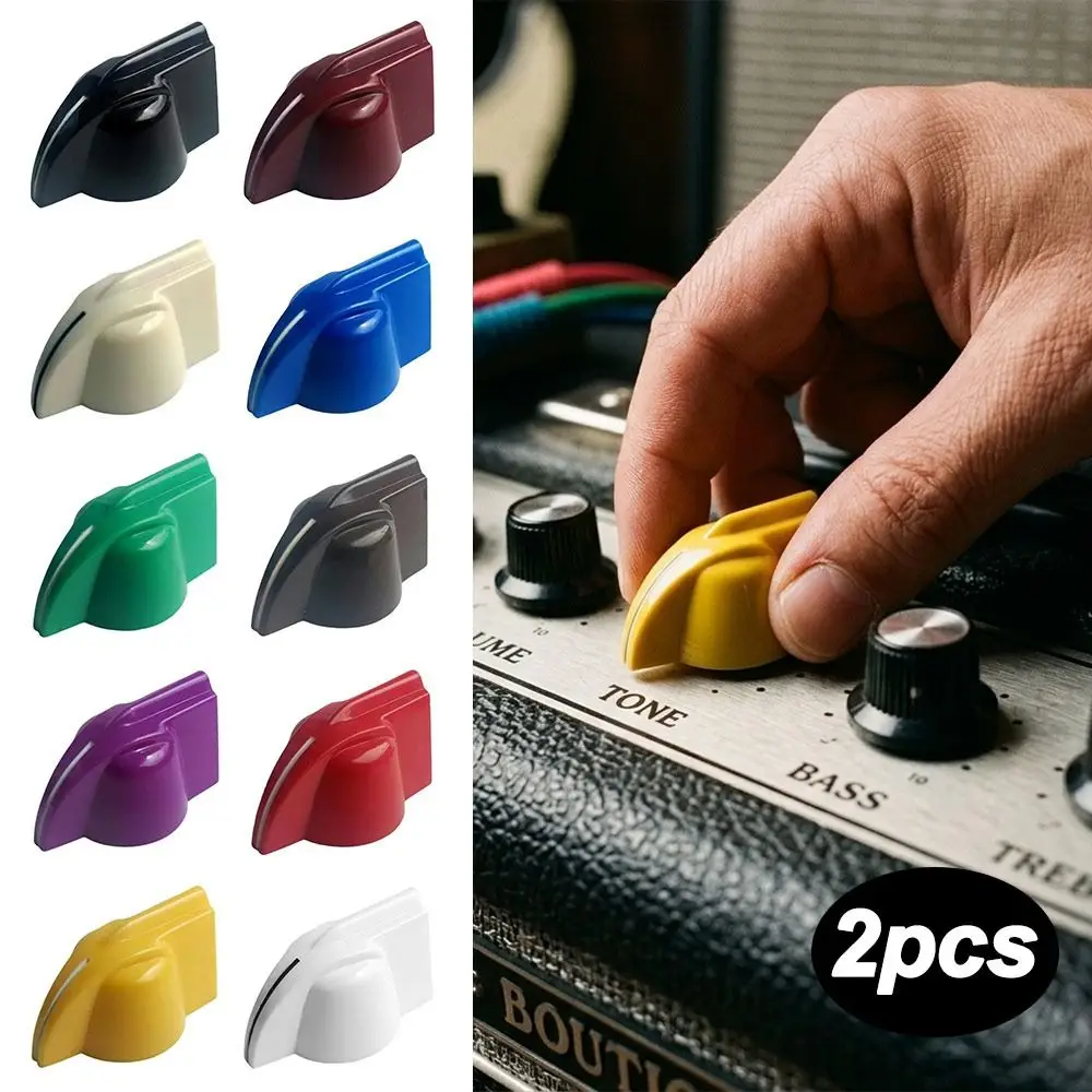 2Pcs 31x16mm Guitar Amplifier Knob ABS Plastic Pointer Design Rotary Control Knob Multi Color 6.4mm Brass Shaft Hole