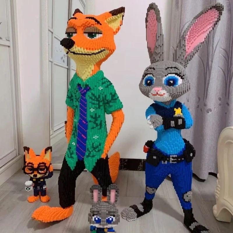 

Hot Anime Kawaii Nick Zootopia Children Educational Cartoon Judy Three-Dimensional Building Blocks Toys Collection Festival Gift
