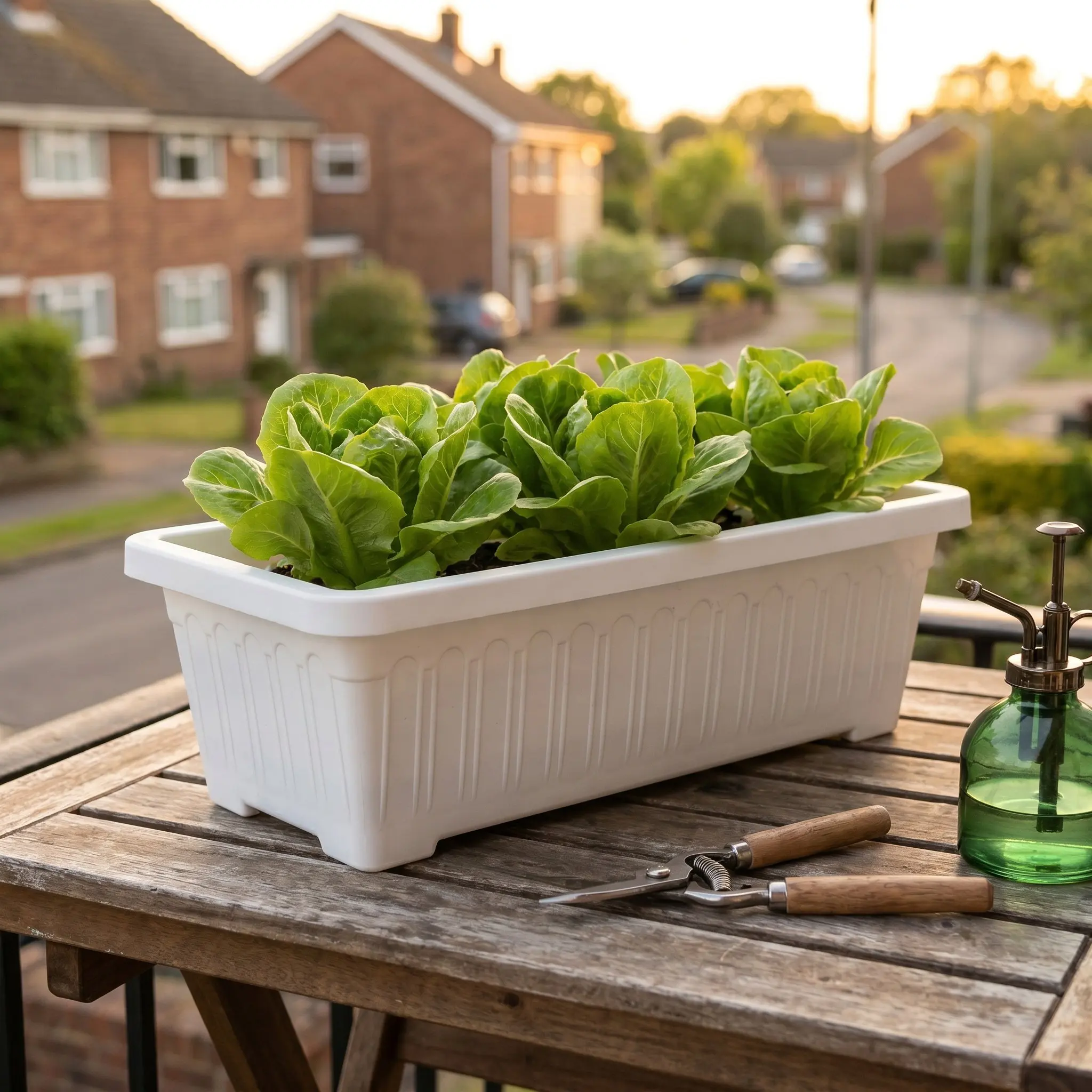 Rectangular Plastic Planter Box for Balcony Garden Window Sill Vegetable Herb Flower Indoor Outdoor Use 18.19x11.22 Inch Space