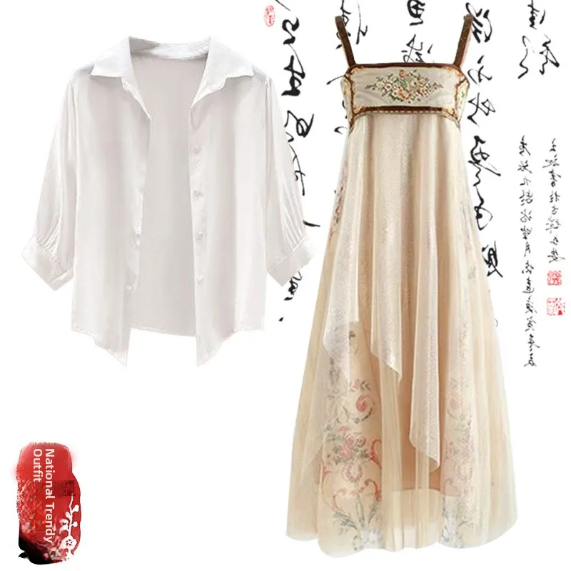 

Женское повседневное свободное платье Sli Ele irt красивого дизайна с длинным воротником-светом и принтом Dr, лето 2024, тренд