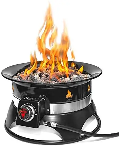 Firebowl 870 Premium 19” Auto-Ignition Smokel Propane Fire Pit – Outdoor Gas Fire Pit with Cover & Carry Kit, 58,000