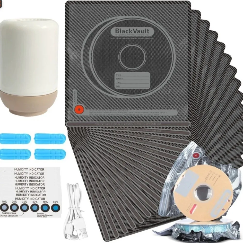 Vacuum Sealing 3D Filament Vacuum Storage Bags Textured Surface Moisture Indicator Cards 3D Filament Storage Bag Sealing Clips