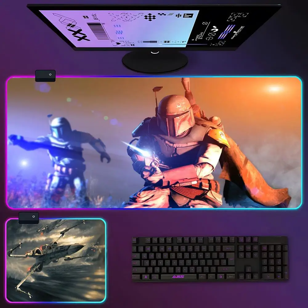 S-Star W-Wars Mouse Pad RGB Luminous 700X400mm Large Table Pad Encrypted Anti Skid Super Large Mouse Pad