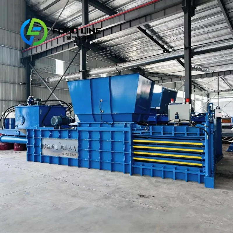 Horizontal Hydraulic Baler With Conveyor Matching Automatic Feeding Realize Assembly Line Intelligent Waste Baling Production