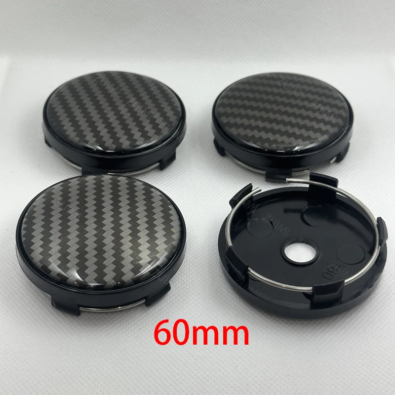 4Pcs 60mm 3D Carbon Fiber Car Wheel Center Hub Cap Dust-proof Cover Universal Auto Wheel Center Hub Caps Cover Kit Accessories