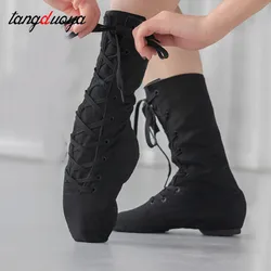 Zapatos de baile de jazz para mujer, balleoom zapatillas de Ballet, botas de baile de lona de alta calidad con cordones, zapatos de baile para adultos y niños, zapatos de gimnasia