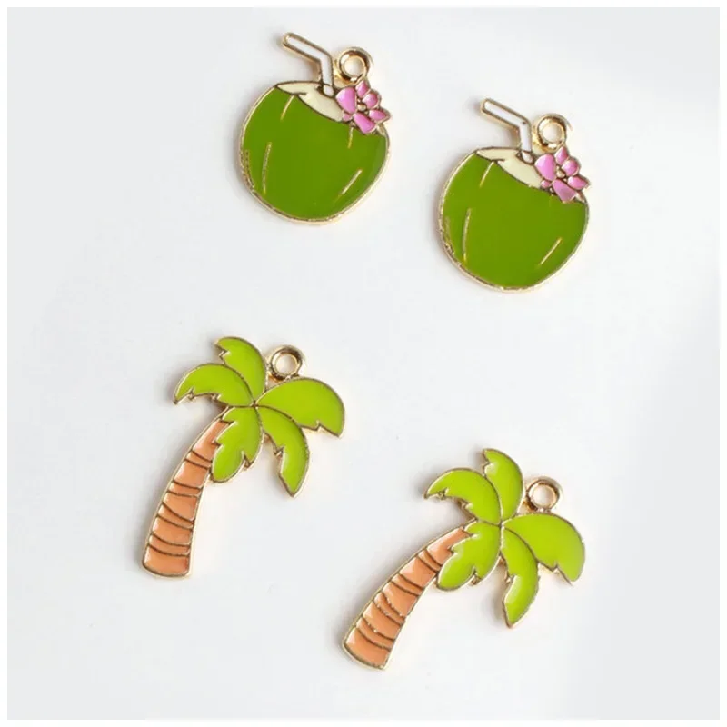 10pcs Coconut Tree Alloy Charm Necklace Pendants Jewelry Crafts Wholesale