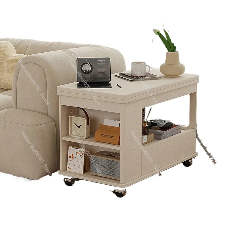 The Side Of The Sofa Can Be Moved, Side Cabinet Is Folded, And Tea Table And Snacks Trolley Are Folded.