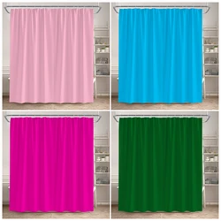 Solid Colour Shower Curtains Pink Blue Green Modern Minimalist Bath Curtain Set Polyester Fabric Home Bathroom Decor with Hooks