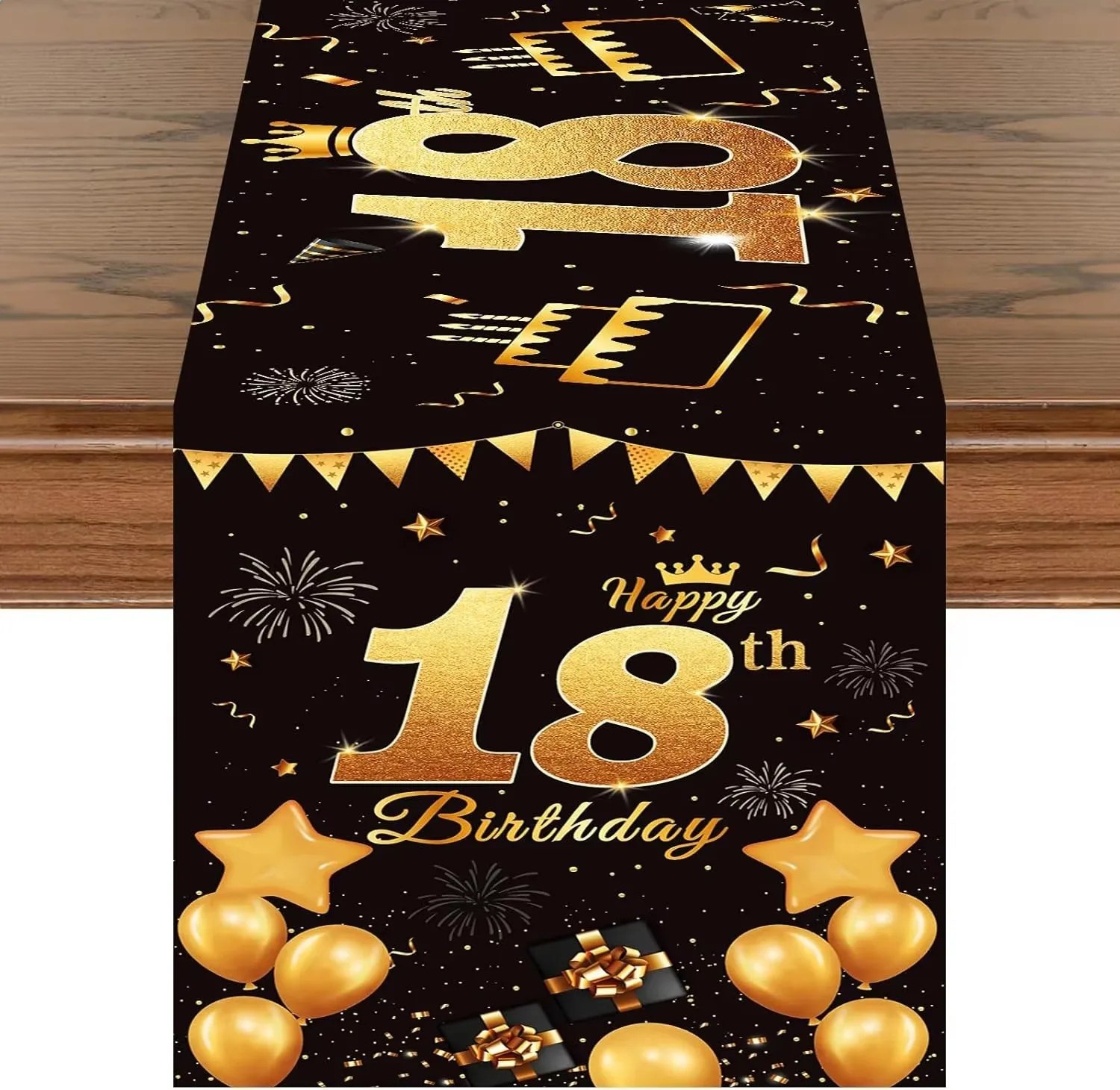 Happy Birthday Linen Table Runner Celebrate 18th 21th 30th 50th 60th 70th 80th Birthday Table Runner Anniversary Party Decor