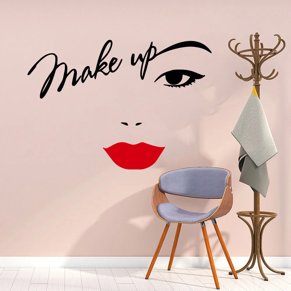 Beauty Salon Art Vinyl Wall Sticker Hairdresser For Makeup Hair Hairdo Barbers Salon Decorative Stickers Mural Wall Decal Decor