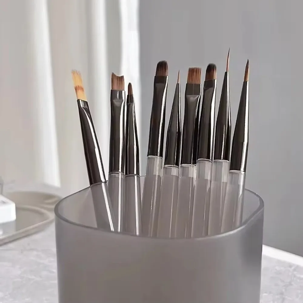 Acrylic Nail Brush Set Translucent Gray 3D Carving Gel Nail Brushes Japanese Style Multi-Purpose Nail Art Brushes