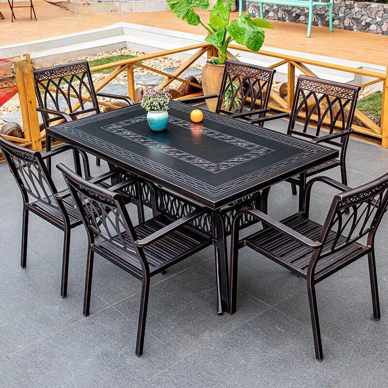 

Outdoor villa courtyard open-air balcony terrace cast aluminum leisure table and chairs