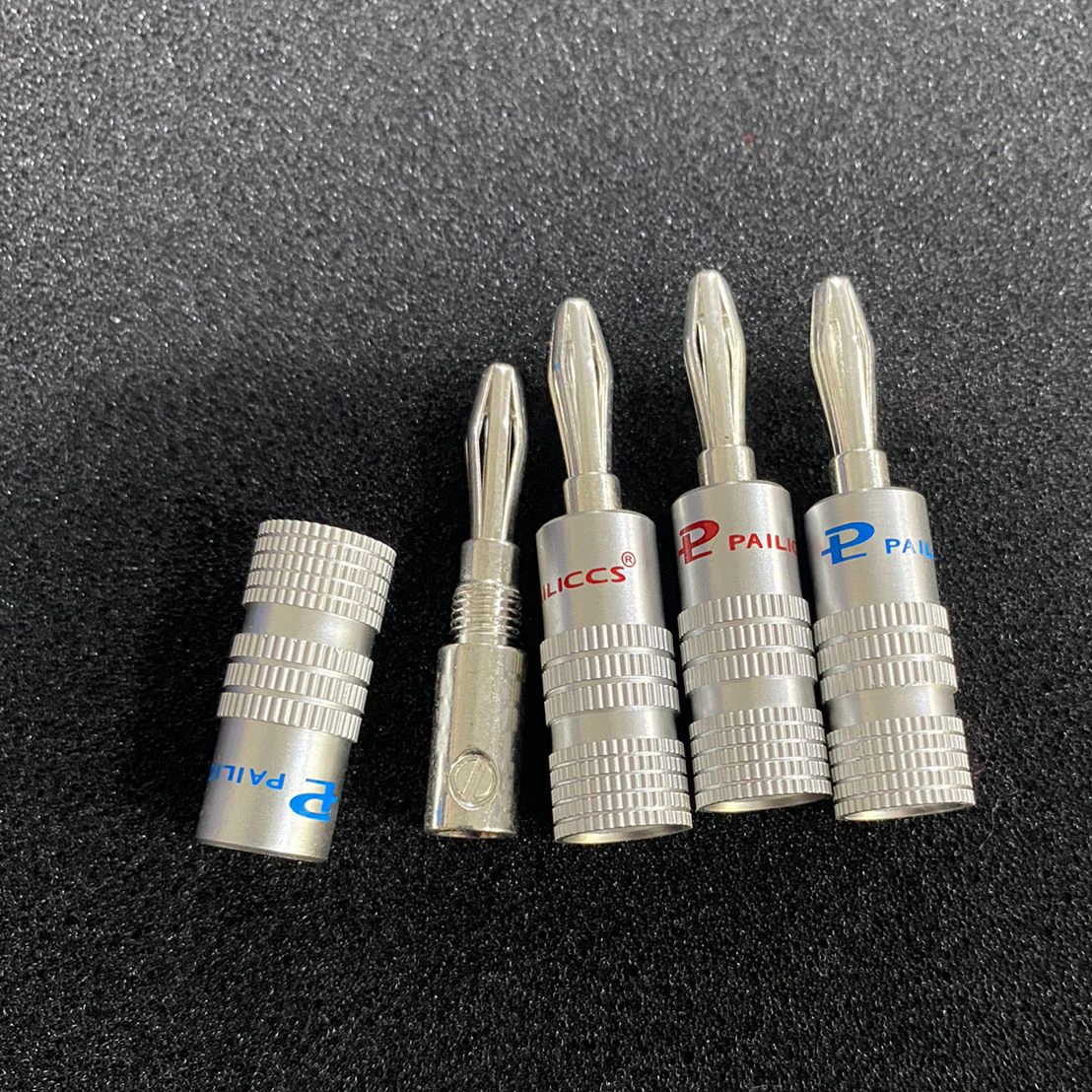 4 مللي متر Pailiccs الموز موصل لحام مجاني الموز التوصيل HIFI مكبر صوت كابلات الموصلات الفضة مطلي الصوت جاك المتكلم المقابس