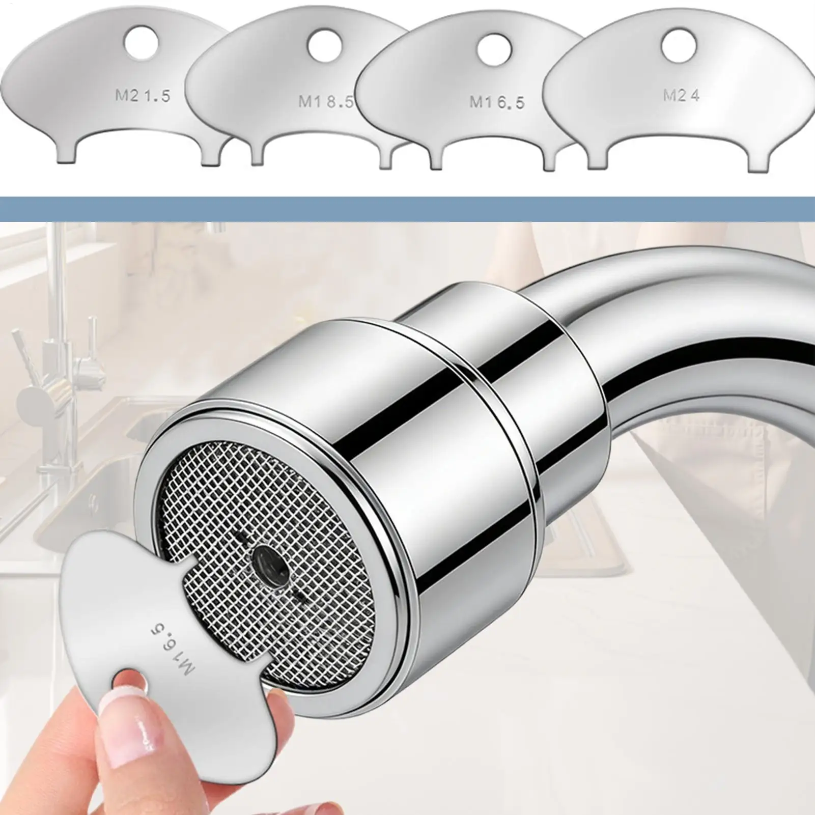 

4pcs Sink Faucet Aerator Key M16.5/ 18.5, M21.5, M24 Replacement Aerator Wrench For Threaded Faucet Removal Tool Accessories