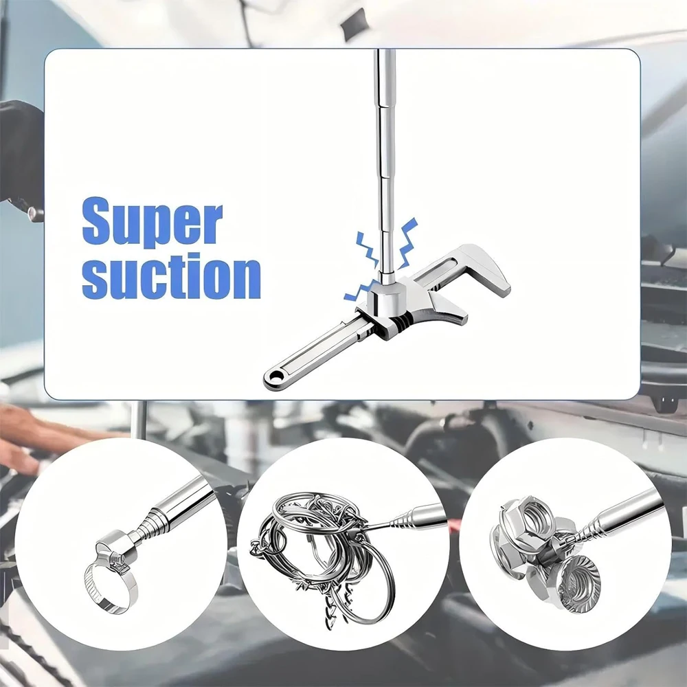  Extendable Magnet Pickup Tool Portable Lightweight Magnetic Retrieval Rod for Car Repair Woodworking Garage Workshop Tools