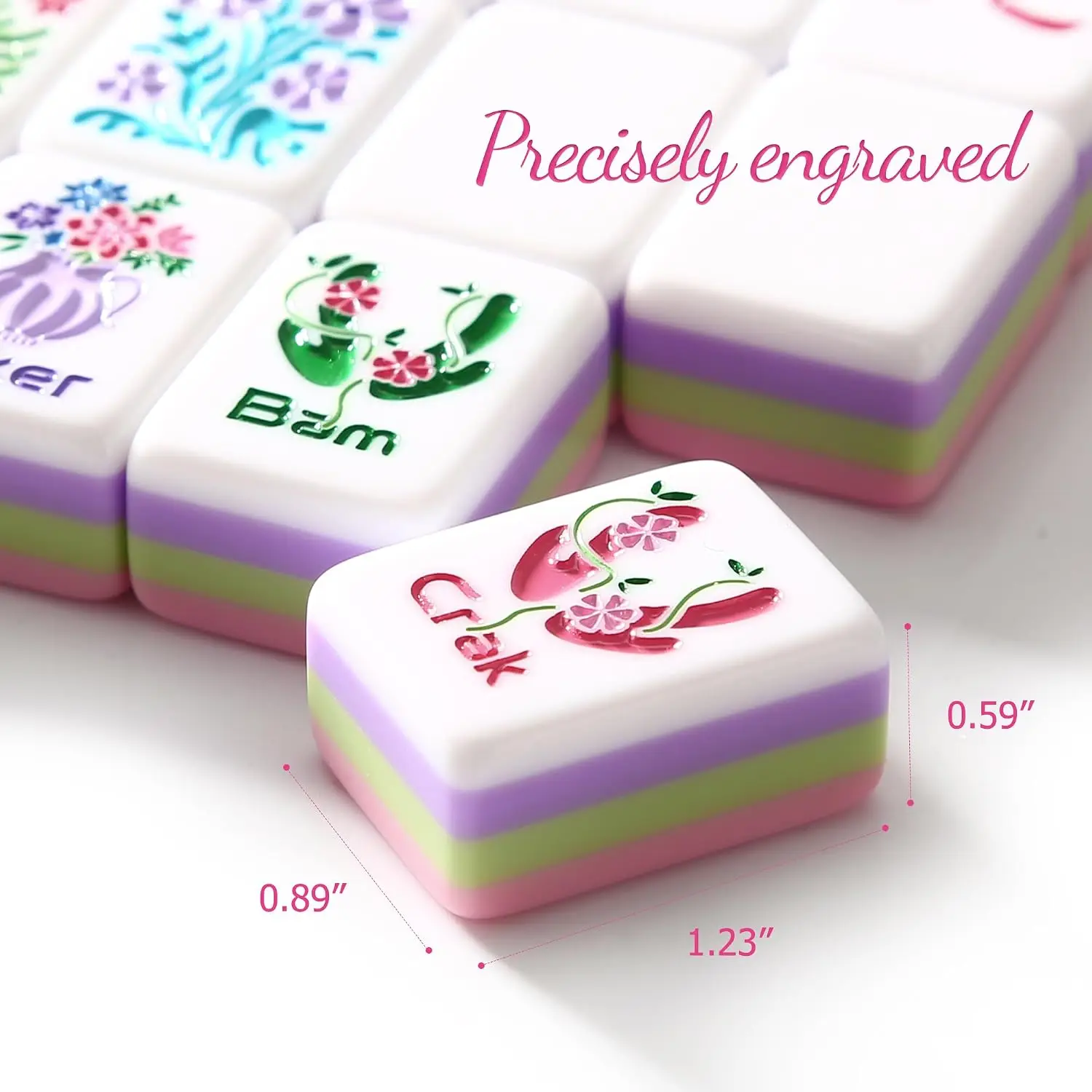 American Mahjong Tile Set 160 Pink 4 Layer Mah Jong GameTiles with Tile Bag 4 Dice compatible with American Table play Games