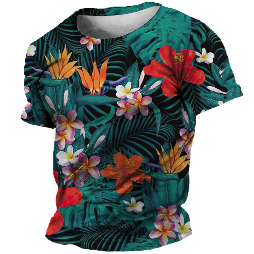 Men\'S Summer T-Shirts 3D Coconut Tree Print Short Sleeve Tops Hawaiian Casual Holiday T Shirt Oversized Tee Shirt Men Clothing