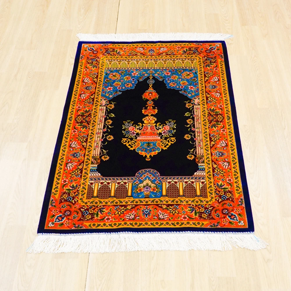 0.8x1.2m YILONG Hand Knotted Silk Rug Small Prayer Carpet (TJ795A)