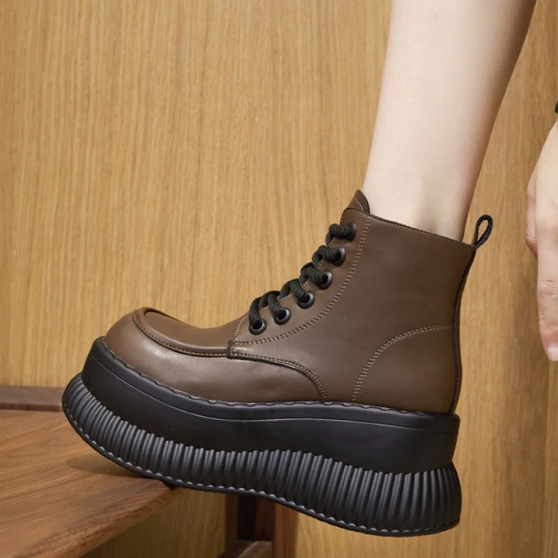 

Lace-up Ankle Boots for Women High Platform Fleece-Lined Warm Booties Y2k New Rock On Offer Promotion Quality Woman Short Shoes