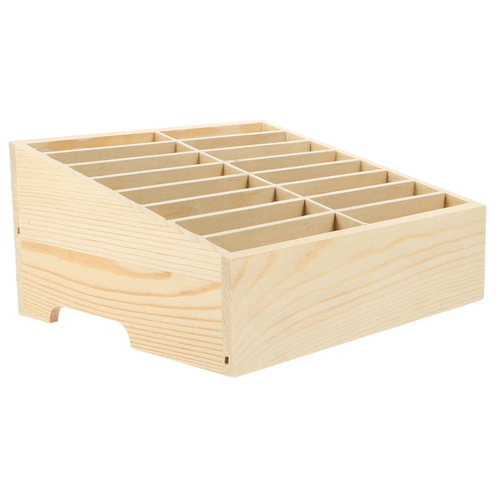 

16 Grid Phone Storage Box Natural Wood Office Supplies ganizer Desktop Holder For Cards Scissors Pens Cell Phones Multi