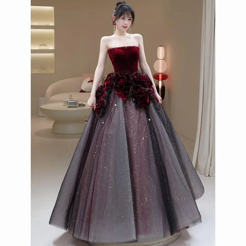 Customized Women Evening Dresses 3D Flowers Prom Party Gowns Red Formal Occasion Vestido De Fiesta Abenkleider robes de soirée