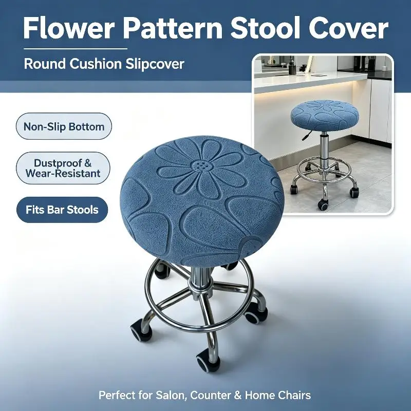 Stretch Round Bar Stool Slipcover Thickened Soft Chair Cover 1Pcs Washable Dustproof for Home Restaurant Cafe Decor