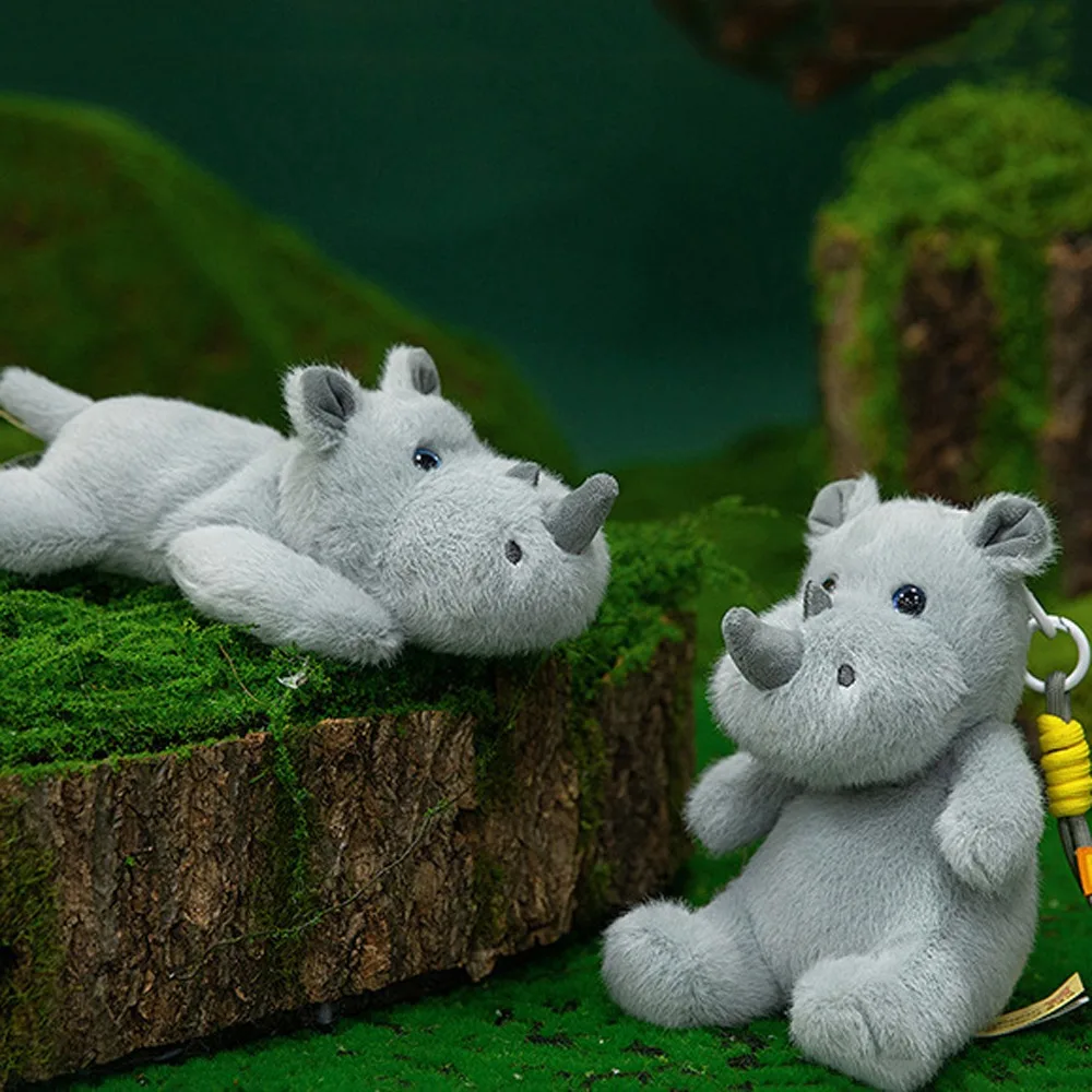 Muñequera creativa, muñeco de rinoceronte, colgante esponjoso y suave, viñetas de rinoceronte, muñecos de rinoceronte, regalos