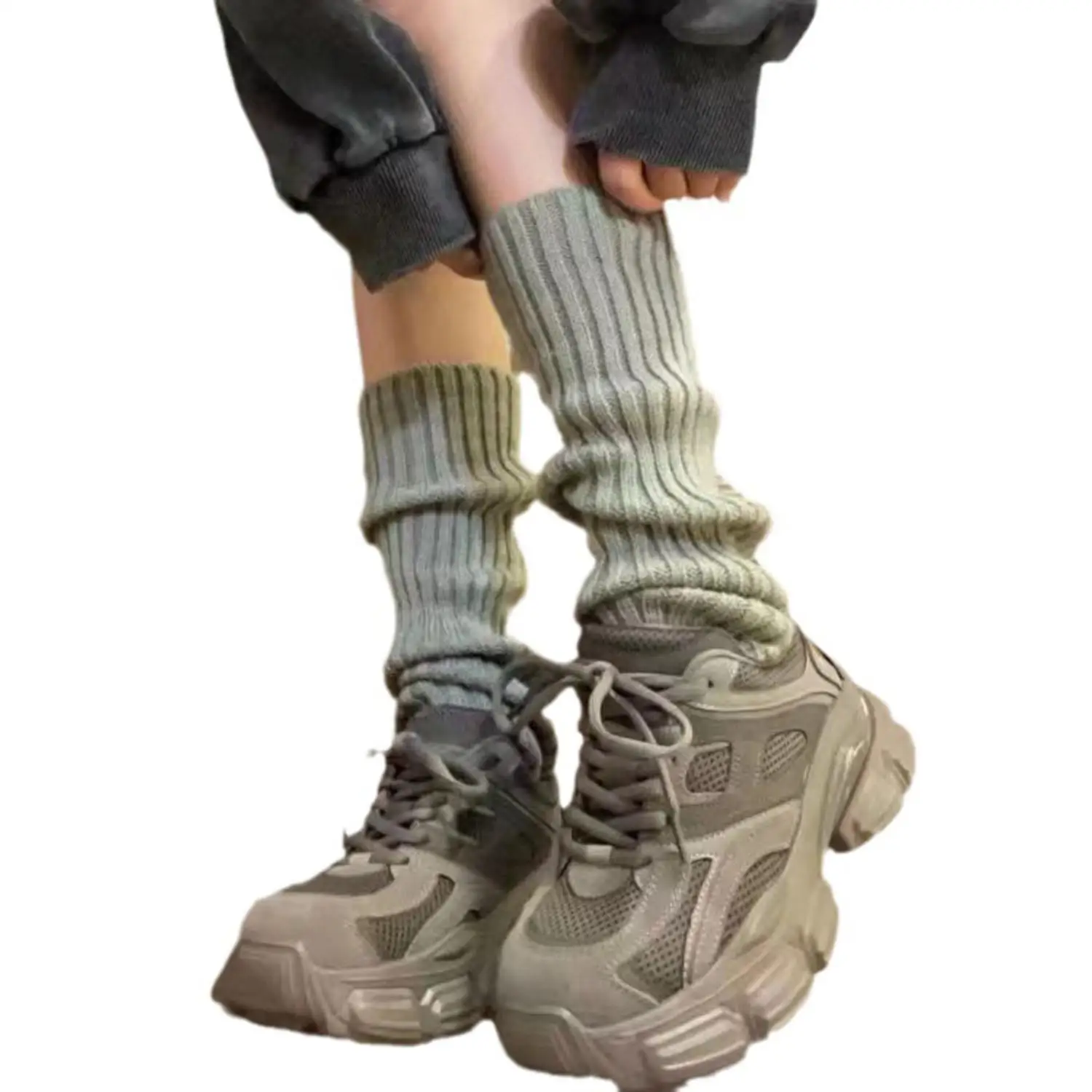 Calentadores de piernas Lolita para mujer, calcetines largos tejidos, cubierta para pies, calentador de brazos Y2K, Otoño Invierno, calcetines de ganchillo, puños para botas, 2 pares