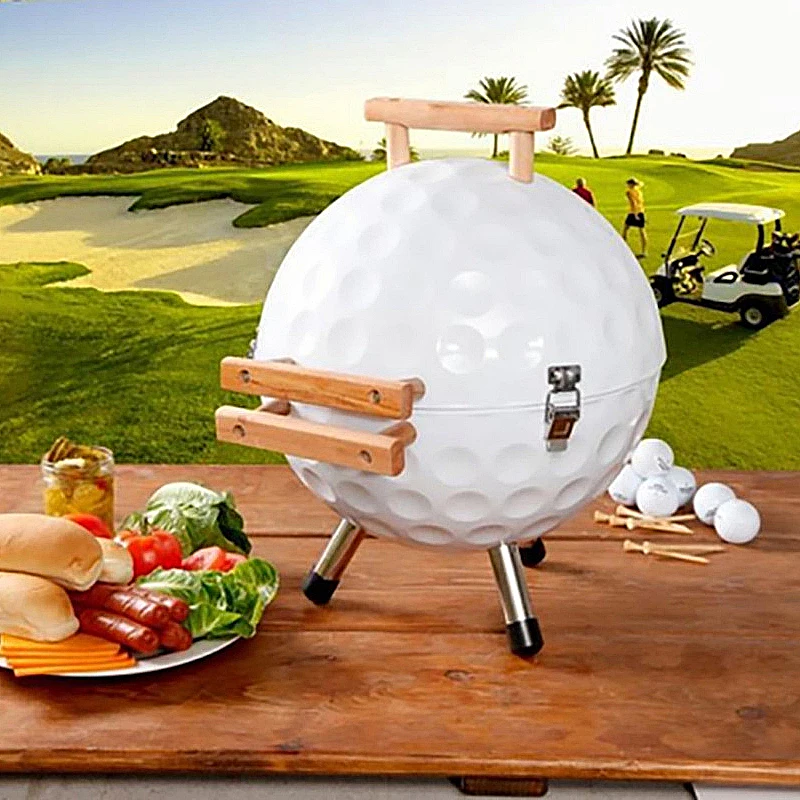 

Golf Ball Outdoor BBQ Grill Portable Barbecue Stove Food Grade Chrome Plated Metal Gridiron