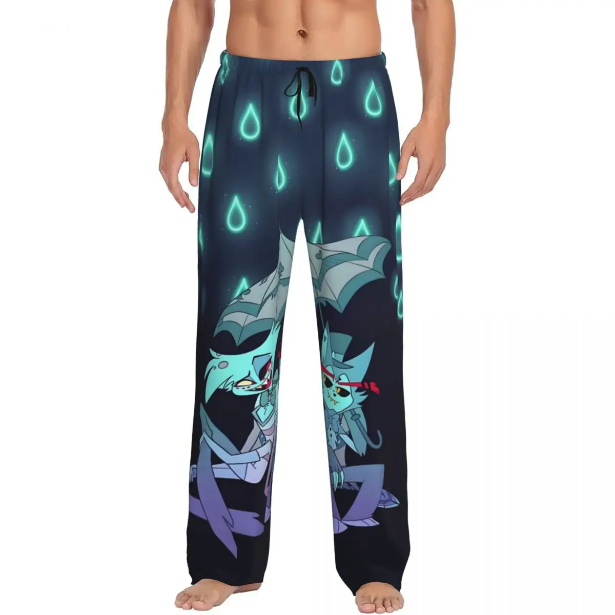 

Custom Hazbins Hotels Pajama Pants for Men Anime Sleepwear Lounge Sleep Bottoms Stretch with Pockets