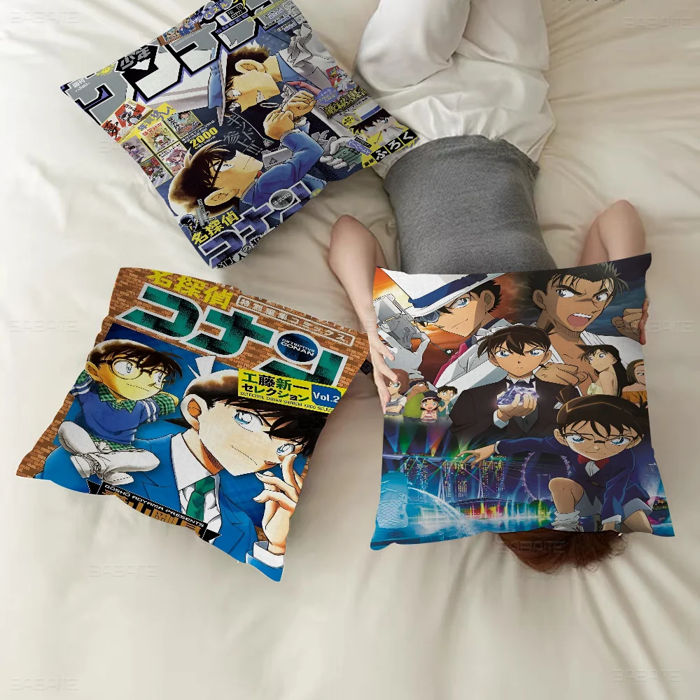 Japanese Detective Conan Anime Personalized Picture Text Home Decorative Pillows Household Gifts 45x45cm