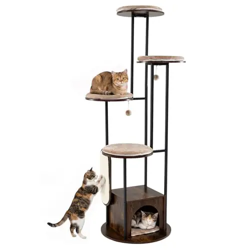 Modern Cat Tree Tower with Top Perch