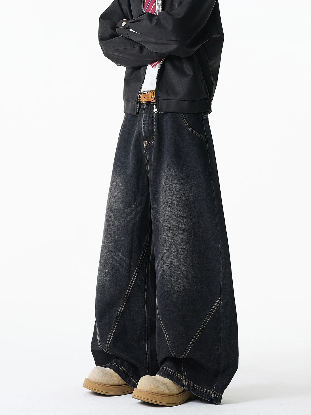 

Cleanfit Bla Deconstructed Wide Leg Jeans Men's 2026 New Spring Trendy American High Street Straight Leg Pants