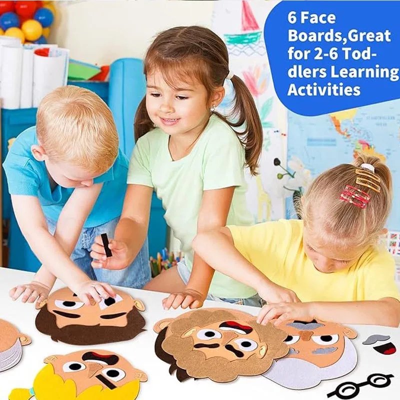 Facial Expression ของเล่นสําหรับเด็กเด็ก Interactive การเรียนรู้ปริศนา Montessori การจัดการอารมณ์การศึกษาการเรียนรู้ของเล่น