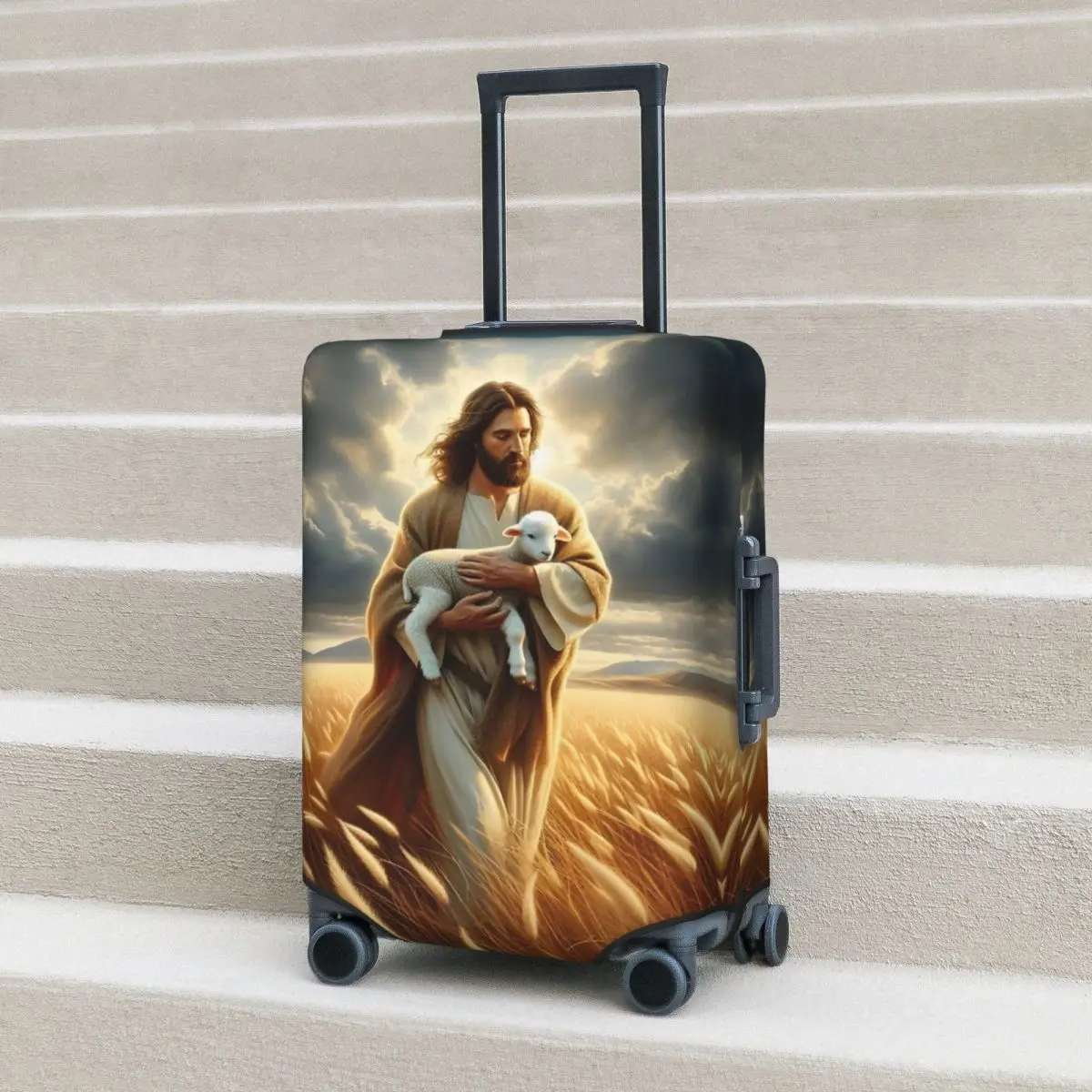 

Christ Jesus Suitcase Cover Strectch Cruise Trip Protection Luggage Supplies Vacation