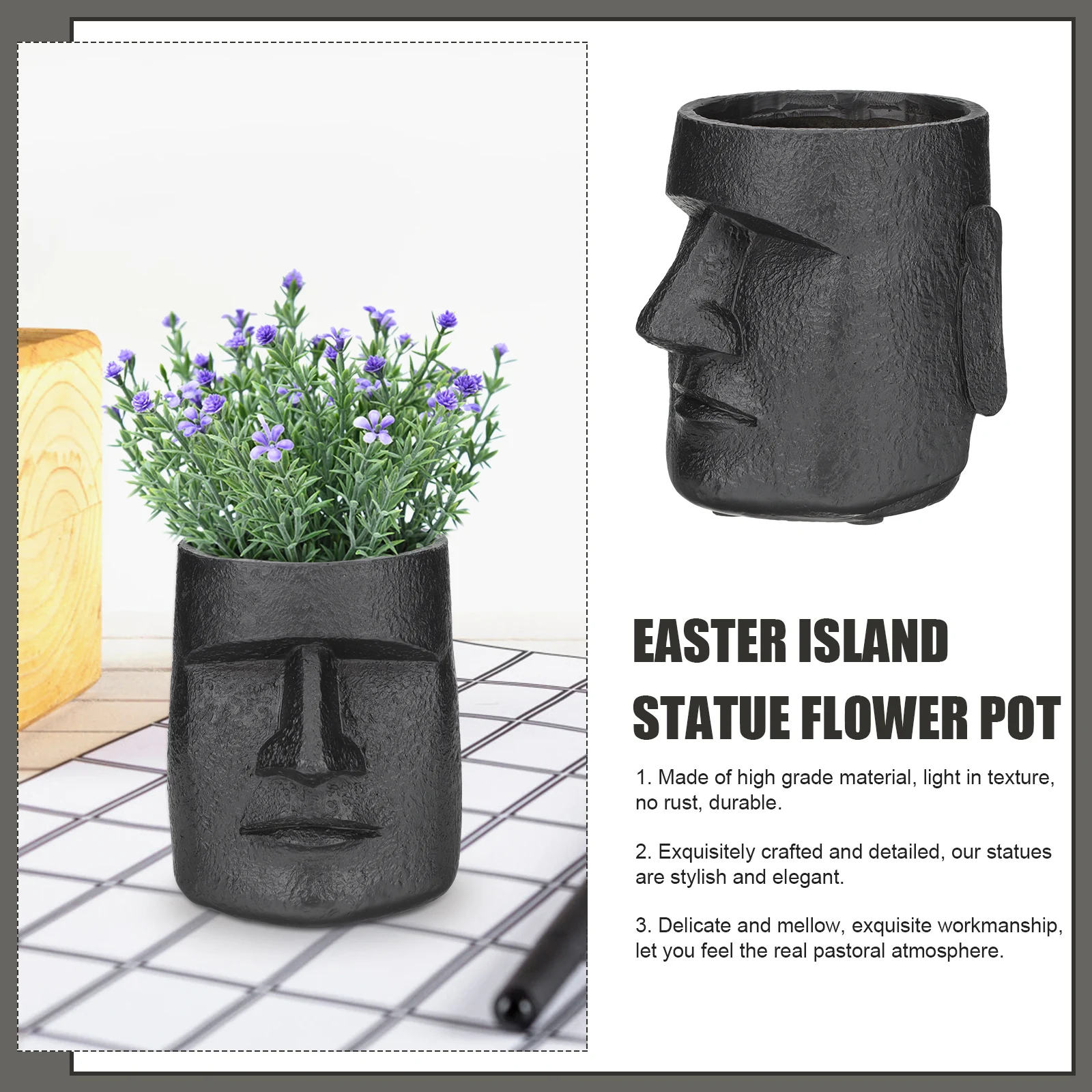 Doniczka z żywicy w kształcie twarzy, dekoracyjna doniczka do wnętrz, na balkon, do ogrodu, prezent na Wielkanoc, do użytku domowego.