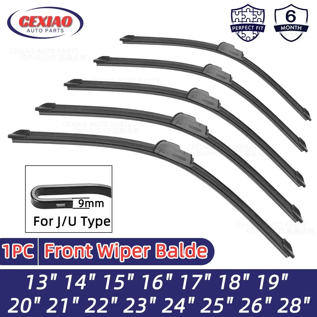 Car Wiper Blades J Hook Windscreen Wiper Automobile Windshield Wiper Soft Rubber 13\