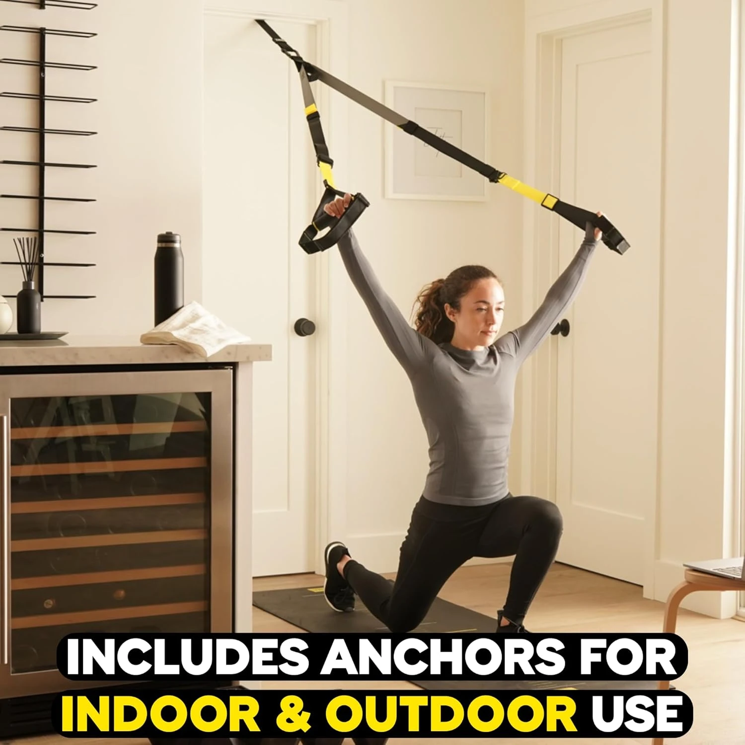 Home gyms, travel and outdoor offer a full range of suspension training systems, including indoor and outdoor anchors