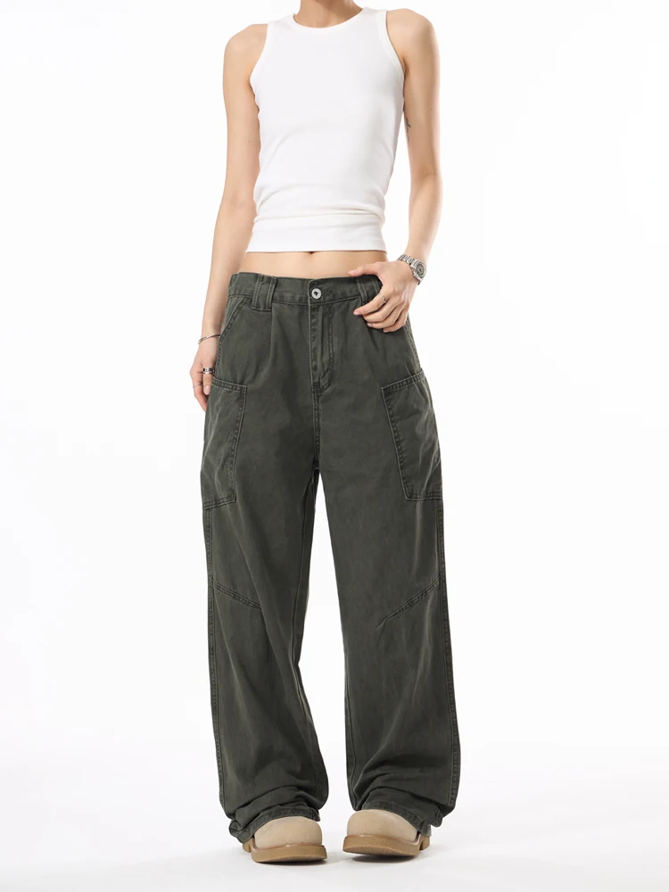 

Американские ретро военные рабочие брюки мужские High Street Cleanfit прямые повседневные длинные брюки модные прямые джинсы