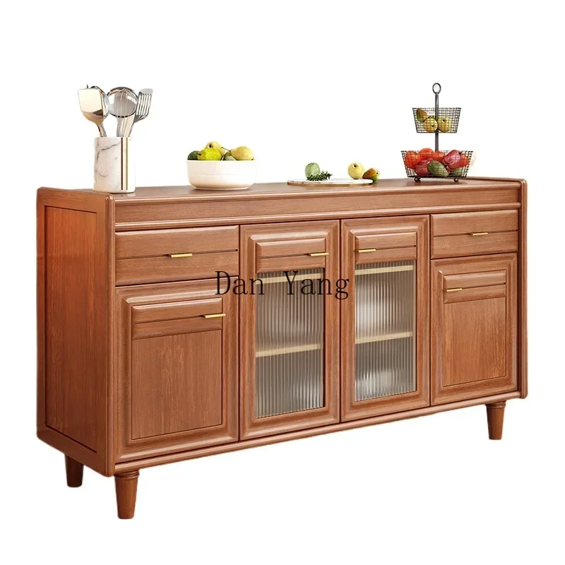 

YJ walnut solid wood dining side cabinet, antique restaurant locker, multi-functional storage cabinet