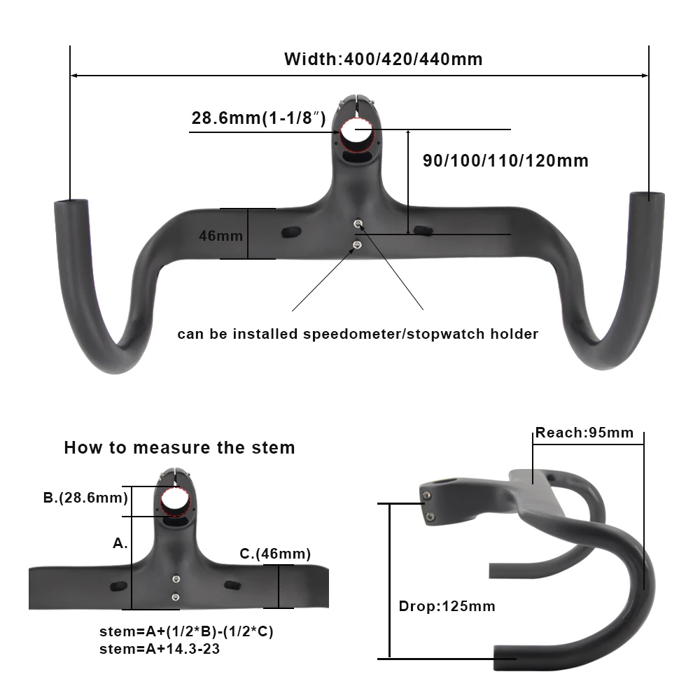 Integrated handlebar Carbon Road Handlebar No Logo Cycling Bicycle Handlebars 1-1/8 Racing Bike Dorp Bars Matte Bike Accessories