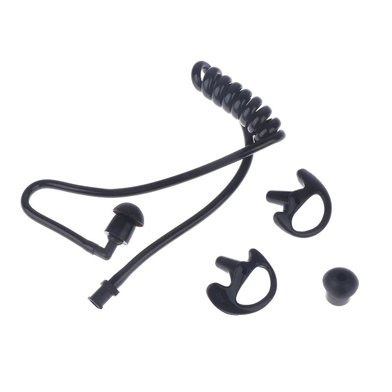 Air Tube Replacement Walkie Talkie Earphone Coil Acoustic Black Spring Air Tube Earplug Replacement For Radio Earpiece Headset