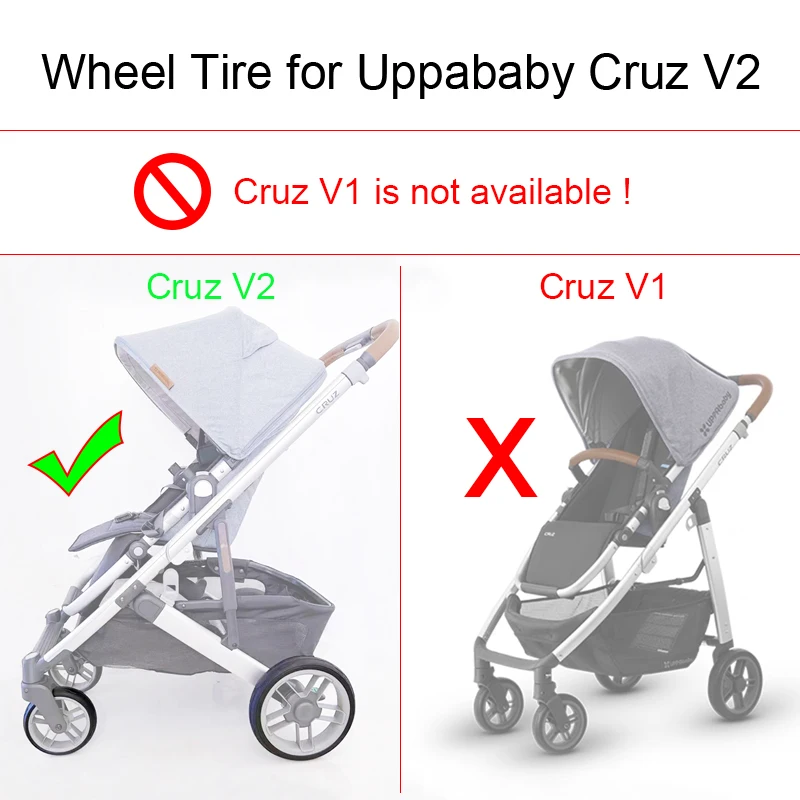 Pneus para Uppababy Cruz V2, Roda Traseira, PU Tubeless, Pushchair Pneu Tampa, Substituir Acessórios, Carrinho de Bebê