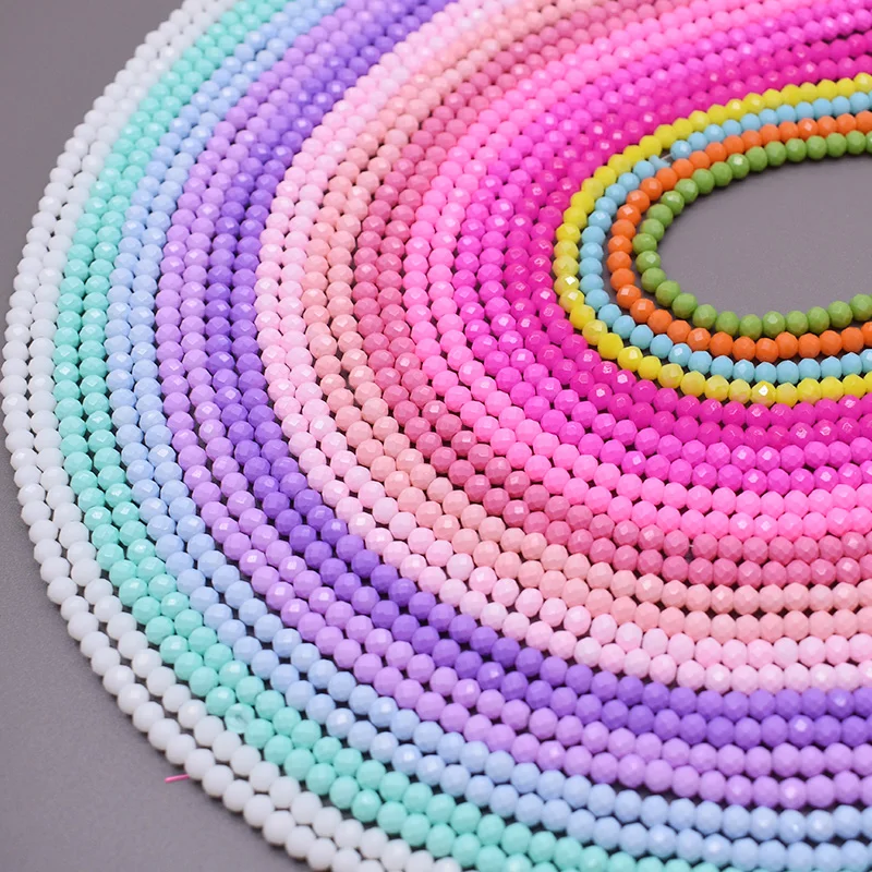 Fluorescence color 4mm 110pcs/lot Glass Beads Dyeing Rondelle Crystal Beads Faceted Loose Spacer Beads for Jewelry Making DIY