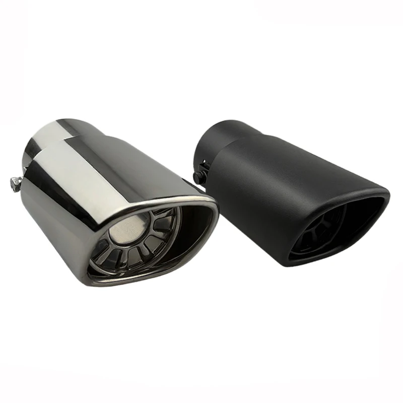 Automotive stainless steel single outlet square window decoration modified tail throat silver black tail exhaust pipe