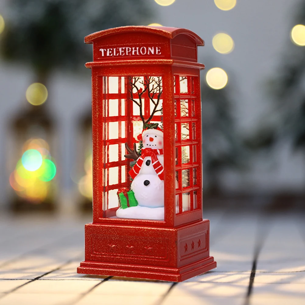 

Vintage Style Telephone Booth Night Christmas Led Decoration Table Lamp Creative Telephone Booth Flame Light Christmas